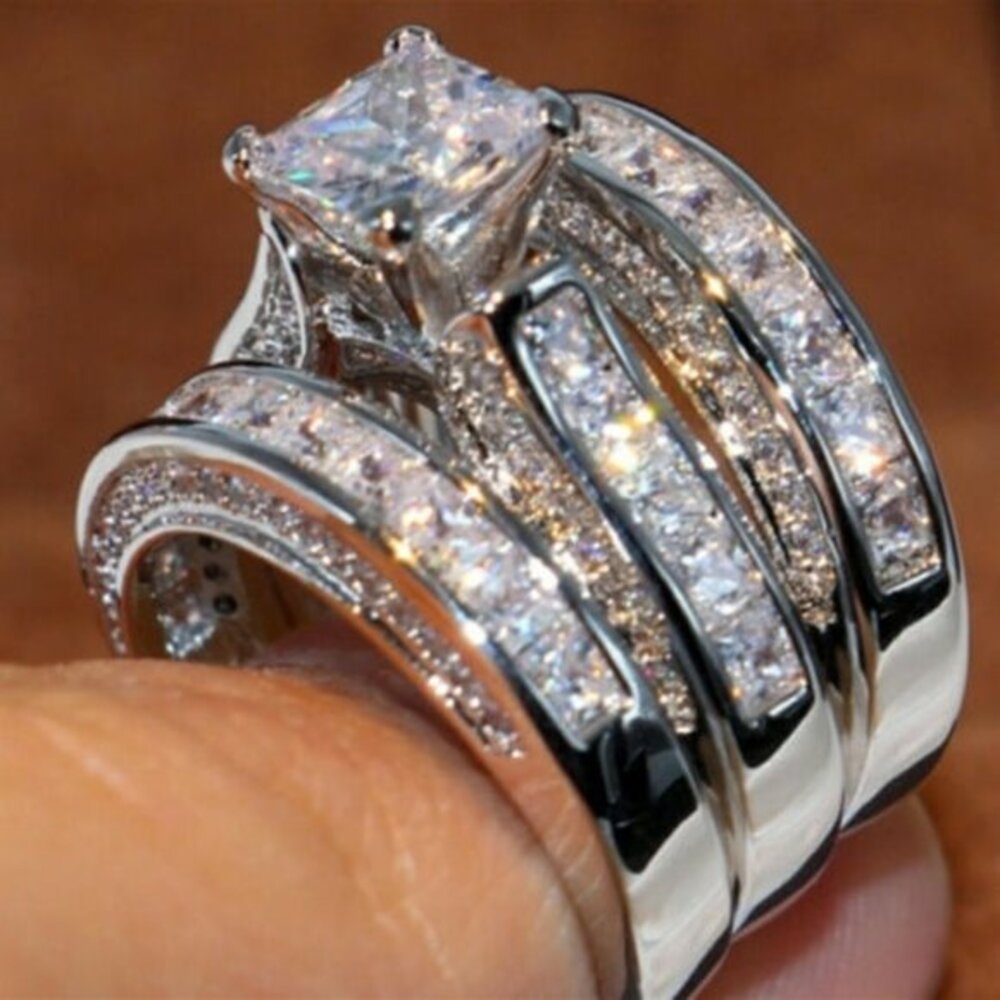 PRINCESS CUT BRIDAL WEDDING ENGAGMENT ELIFA RING